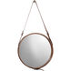 Round 26 X 26 inch Brown Leather Wall Mirror