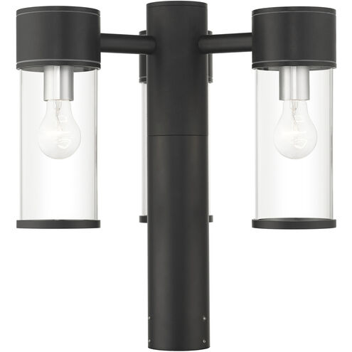 Atlantic 3 Light 18 inch Textured Black with Antique Silver Finish Accents Outdoor Extra Large Post Top Lantern