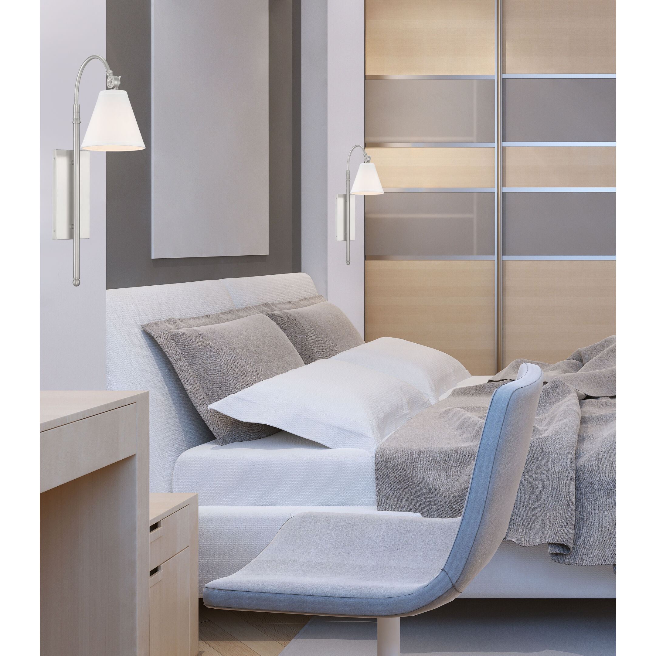 Rutland 11.5 inch 60 watt Satin Nickel Adjustable Wall Sconce Wall Light, Essentials