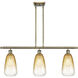 Ballston Brookhaven Almond Island Light Ceiling Light in Antique Brass, Amber Glass