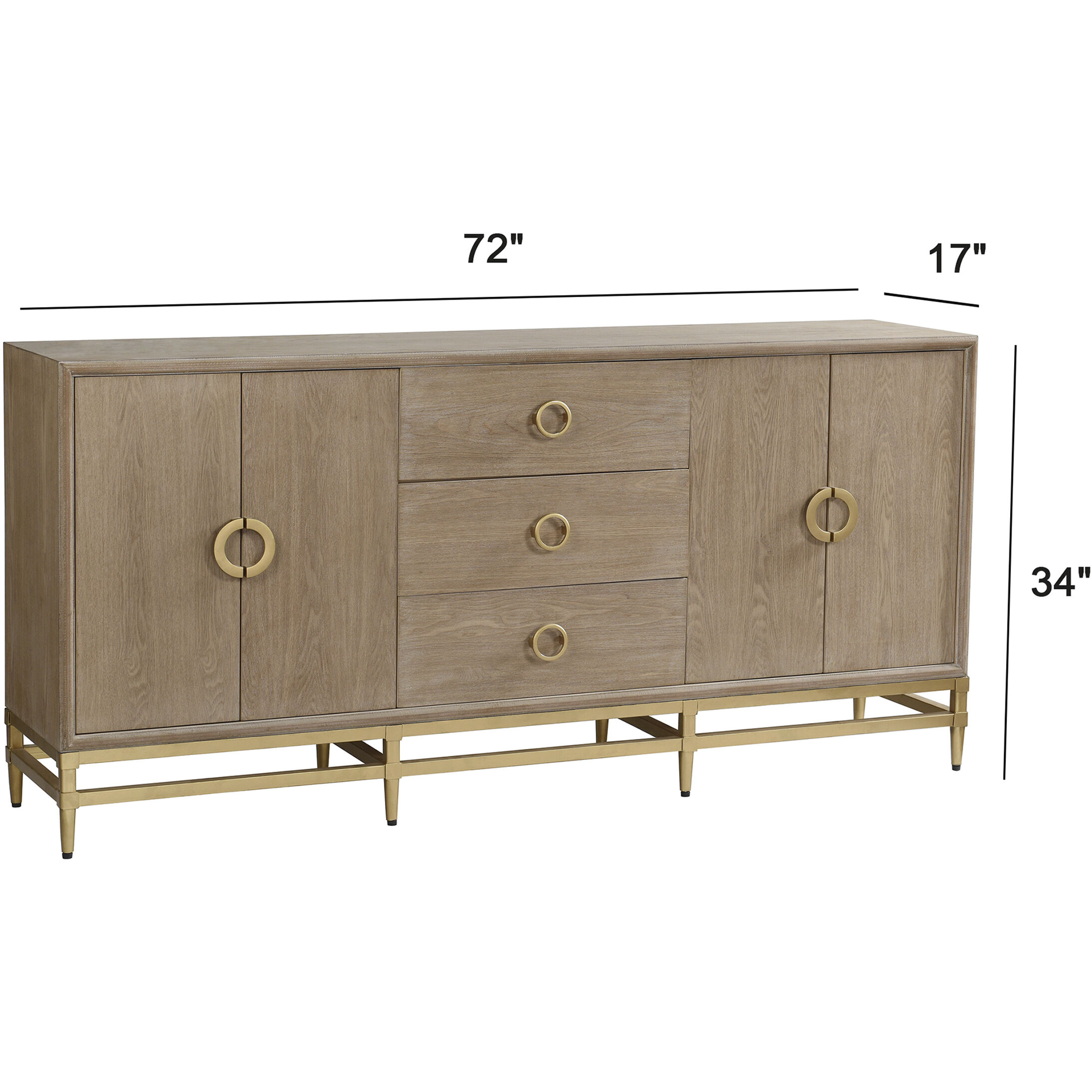 Augusta 72 inch Weathered Oak Credenza