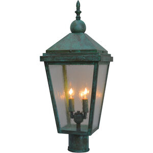 Lancaster 2 Light 20 inch Satin Black with Raw Copper Accents Post Mount in Clear