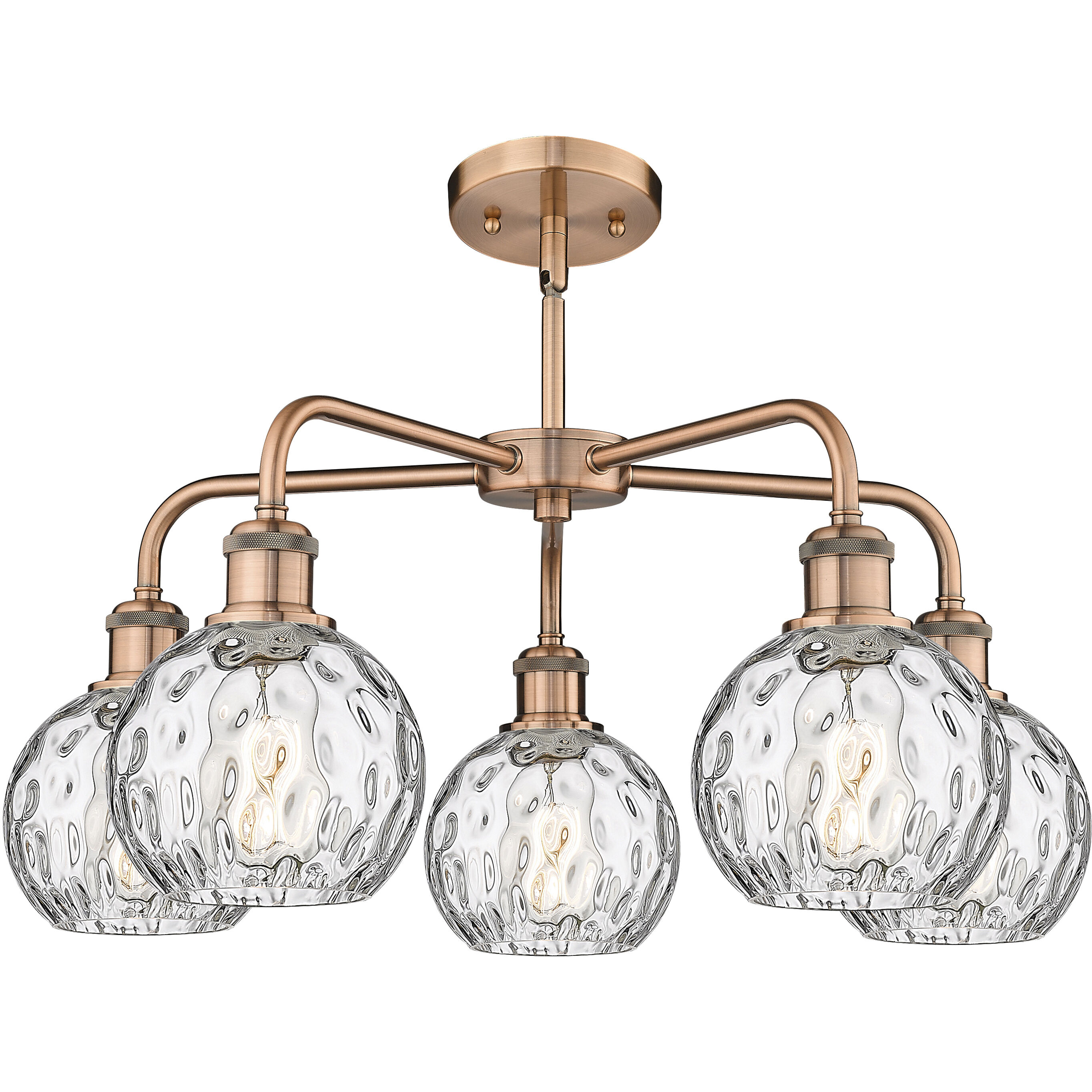 Athens Water Glass 5 Light 23.88 inch Antique Copper Chandelier Ceiling Light