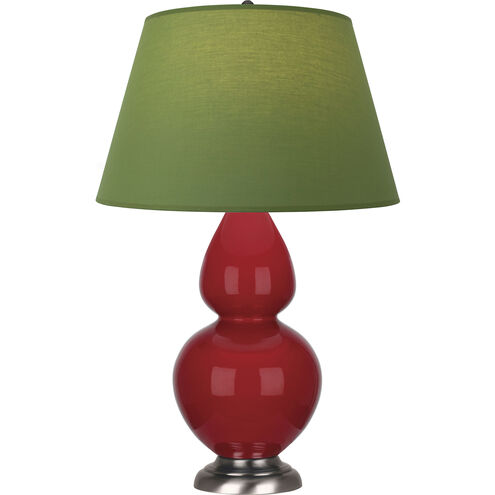 Double Gourd 31 inch 150.00 watt Ruby Red Glazed Ceramic with Antique Silver Table Lamp Portable Light in Tea Green with Taupe