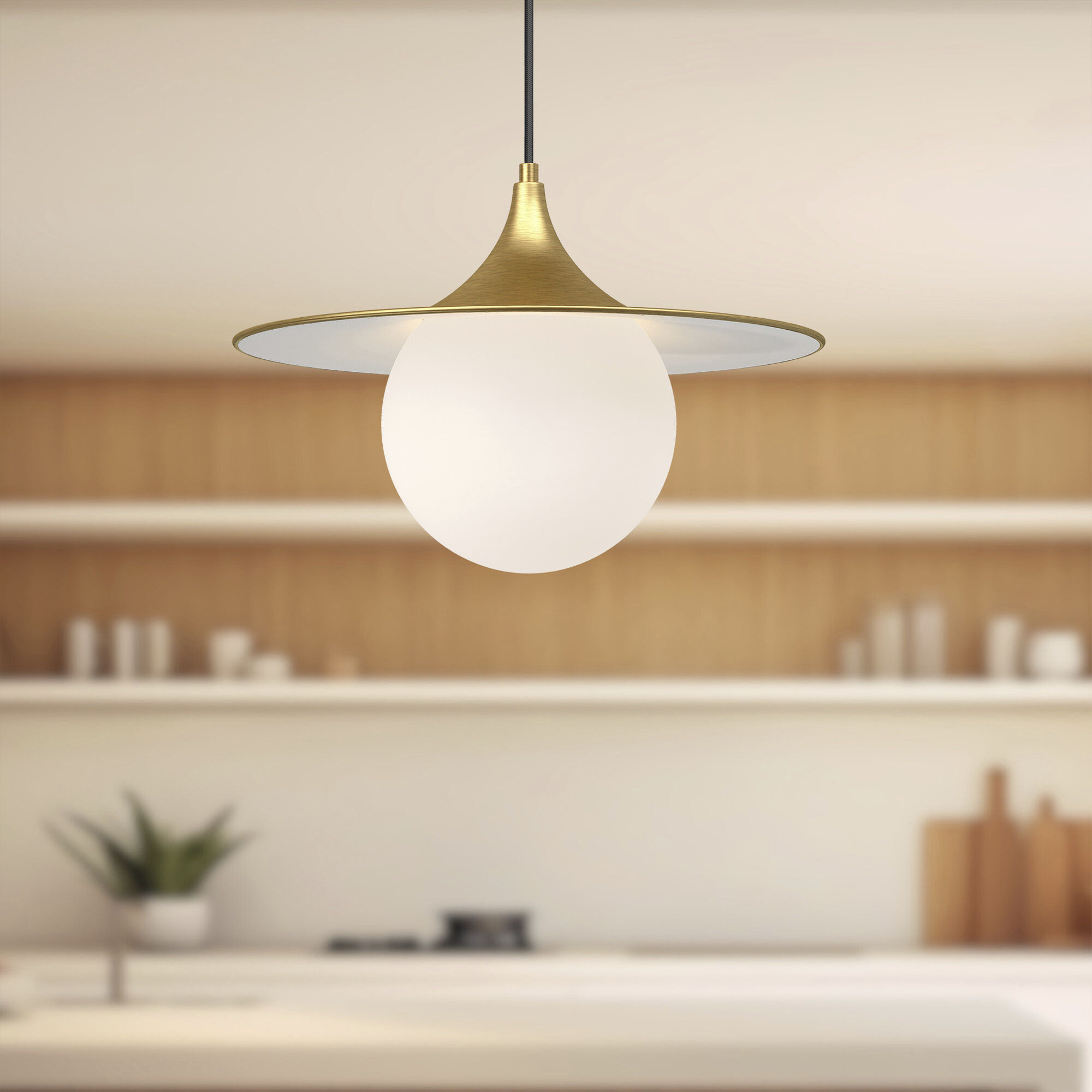 Alora Mood Fuji Pendant Ceiling Light in Brushed Gold