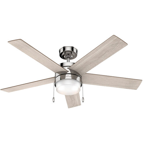 Claudette 52 inch Polished Nickel with Light Gray Oak/Drifted Oak Blades Ceiling Fan