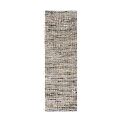 Jefferson 96 X 30 inch Taupe/Bright Blue/Denim Rugs, Jute and Leather