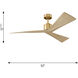 Adler 52 inch Burnished Brass with Washed White Oak ABS Blades Ceiling Fan