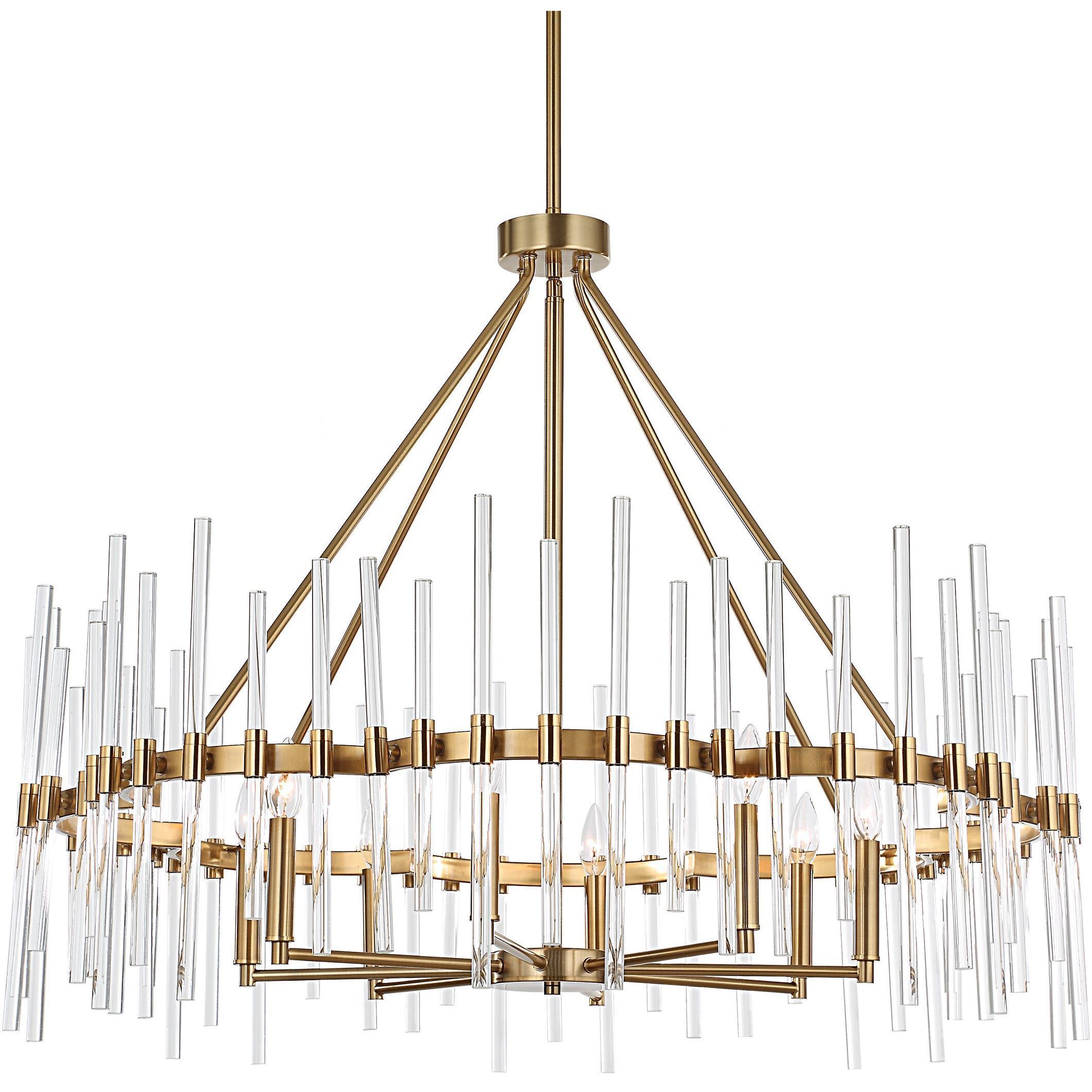 Crystal 8 Light 38.75 inch Warm Brass Chandelier Ceiling Light