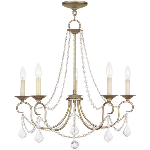 Pennington 5 Light 25 inch Hand Painted Antique Silver Leaf Chandelier Ceiling Light