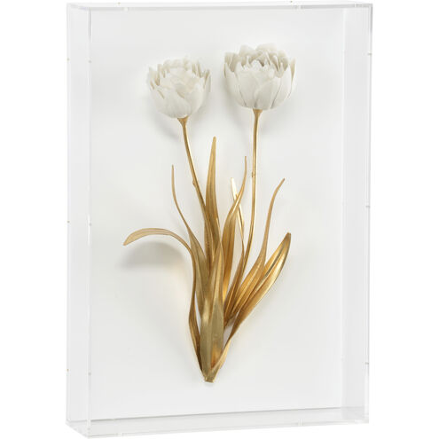 Porcelain Flowers White/Cream and Gold Wall Art