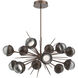 Cabochon LED 40.5 inch Burnished Bronze with Flat Bronze Chandelier Ceiling Light in Smoke, 2700K LED, Startburst