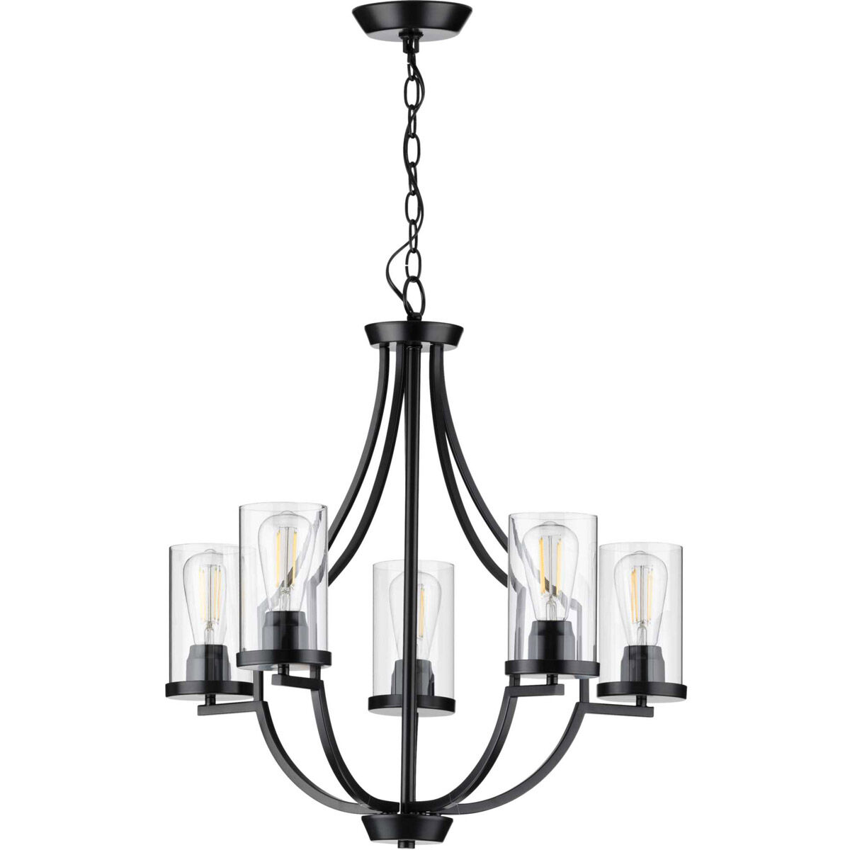 Lassiter 5 Light 26 inch Matte Black Chandelier Ceiling Light