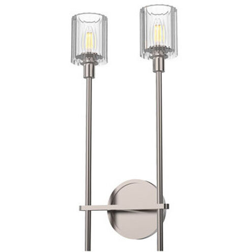 Salita 2 Light 18.1 inch Polished Nickel Vanity Light Wall Light in Ribbed Crystal, Ribbed Glass