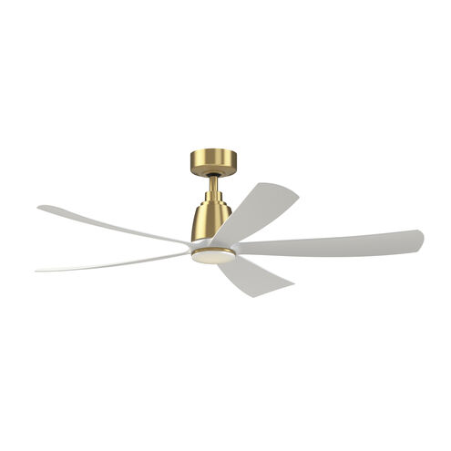 Kute5 52 52 inch Brushed Satin Brass with Matte White Blades Indoor/Outdoor Ceiling Fan