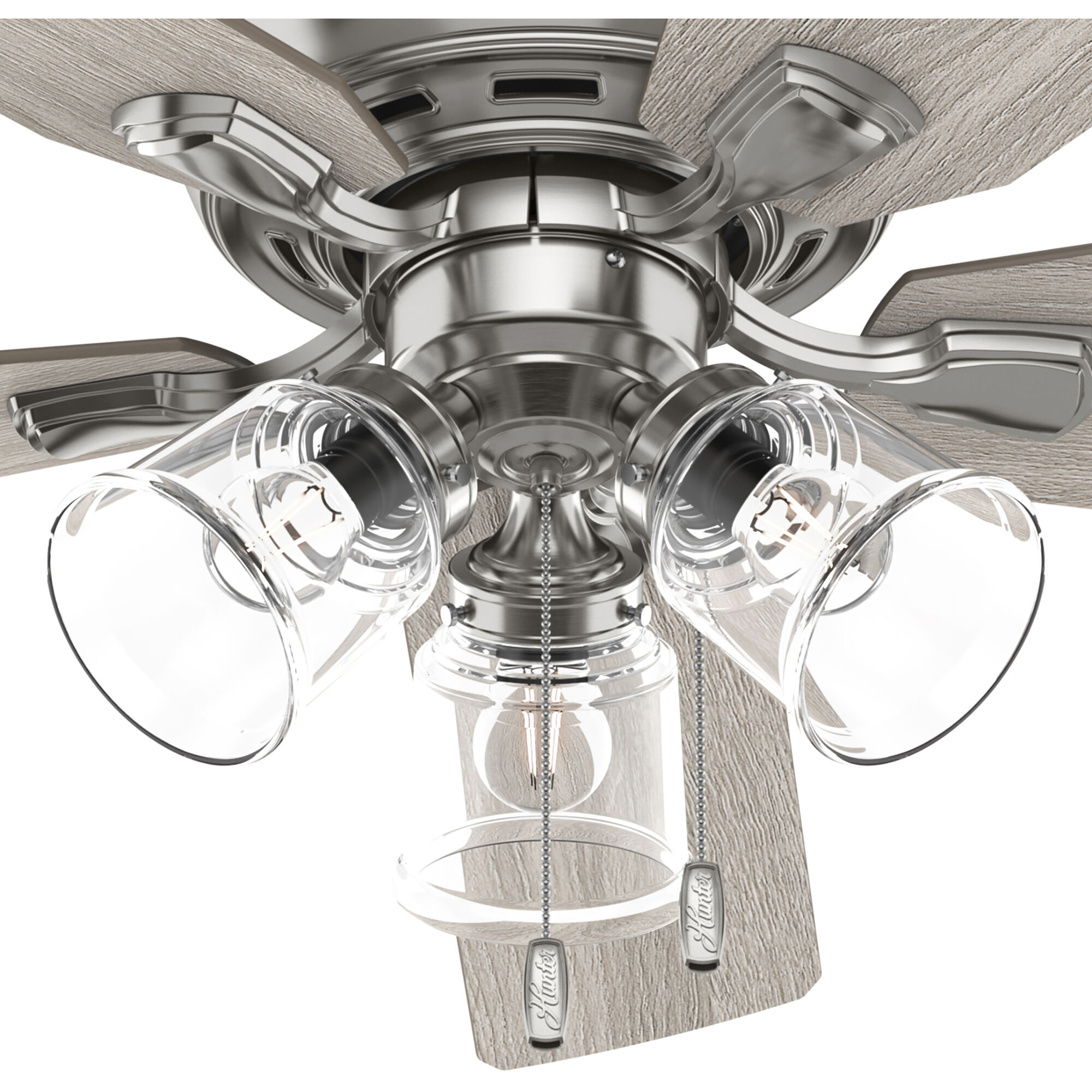 Rosner 52 inch Brushed Nickel with Light Gray Oak/Warm Grey Oak Blades Ceiling Fan