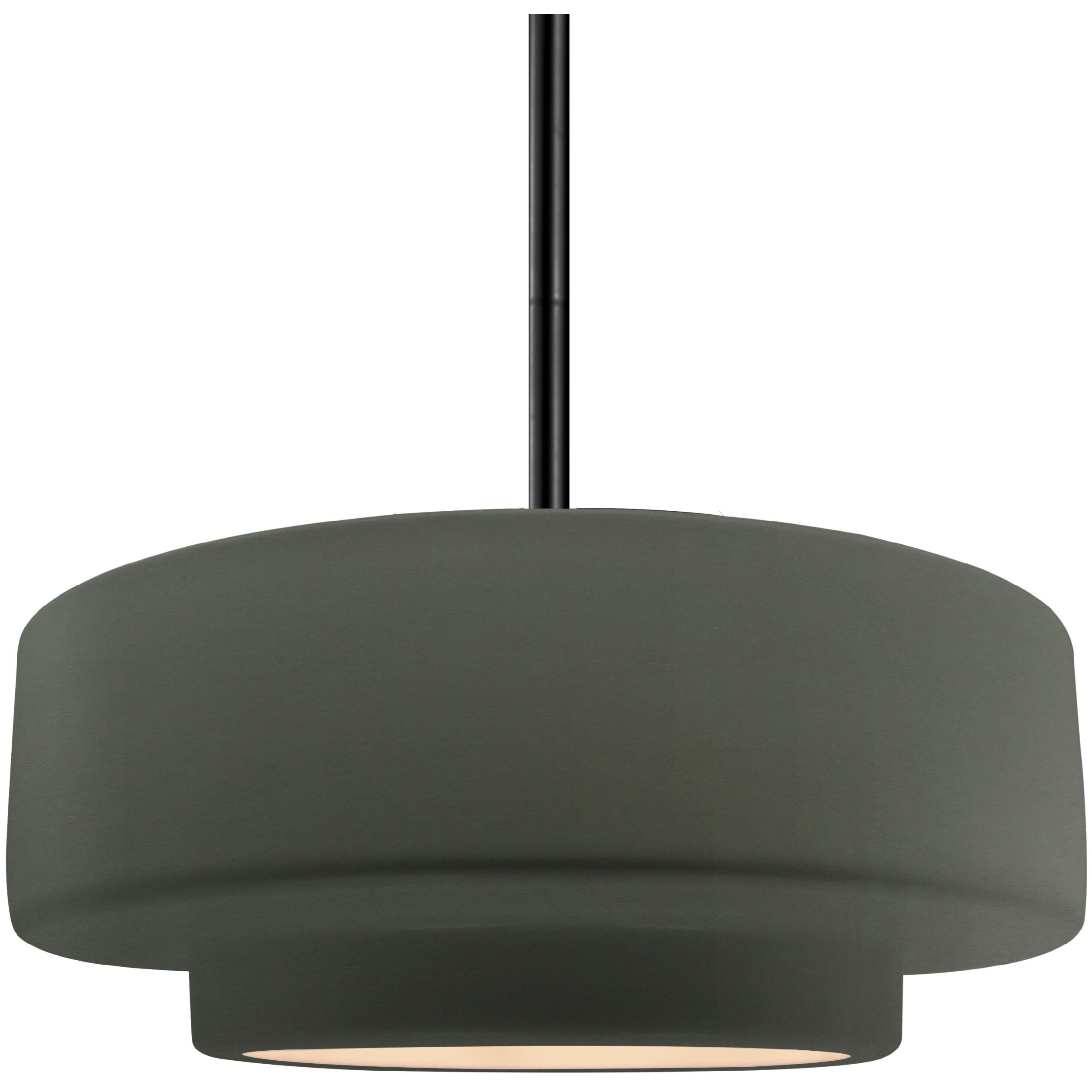 Radiance Collection - Tier Pendant Ceiling Light in Matte Black, Dedicated LED, Black Cord, Pewter Green, 14.5W x 5.25H, Form+Finish+Function