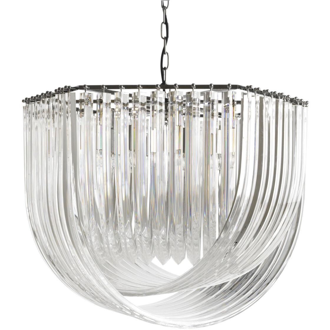 Hyères 6 Light 25.59 inch Clear Acrylic with Nickel Chandelier Ceiling Light