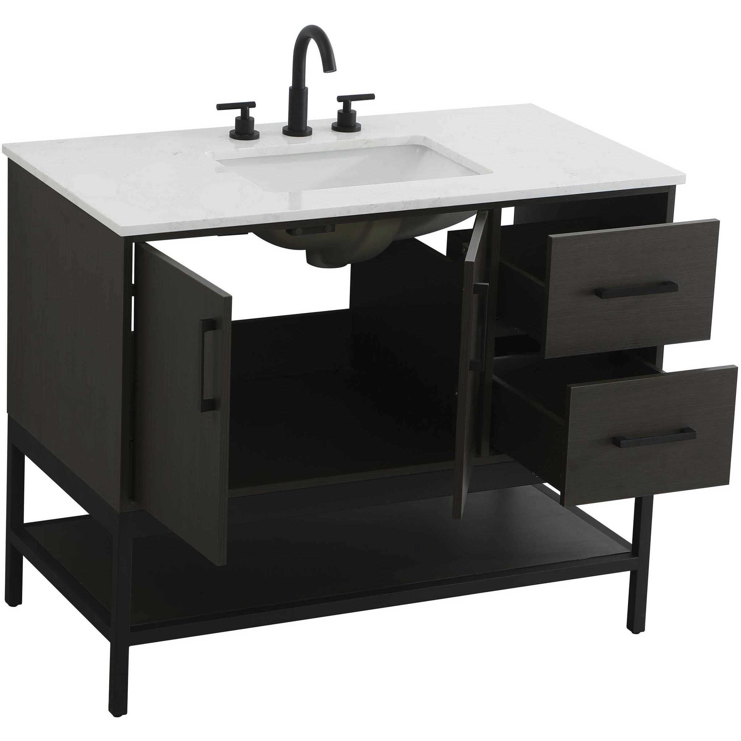 Lennox 42 X 34 inch Mocha Brown Bathroom Vanity Cabinet