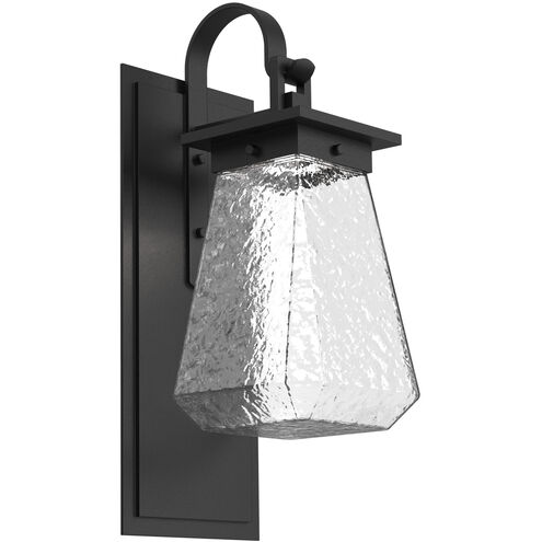 Outdoor Chilled Glass LED Textured Black Outdoor Sconce in 3000K LED, Beacon with Shepherds Hook