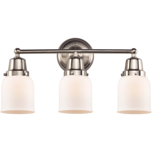 Aditi Small Bell 3 Light 21 inch Brushed Satin Nickel Bath Vanity Light Wall Light, Aditi