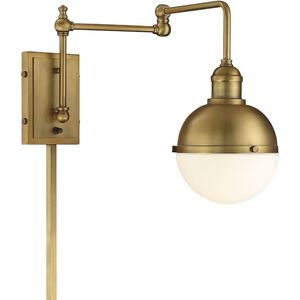 Industrial 6.5 inch 60.00 watt Natural Brass Adjustable Wall Sconce Wall Light