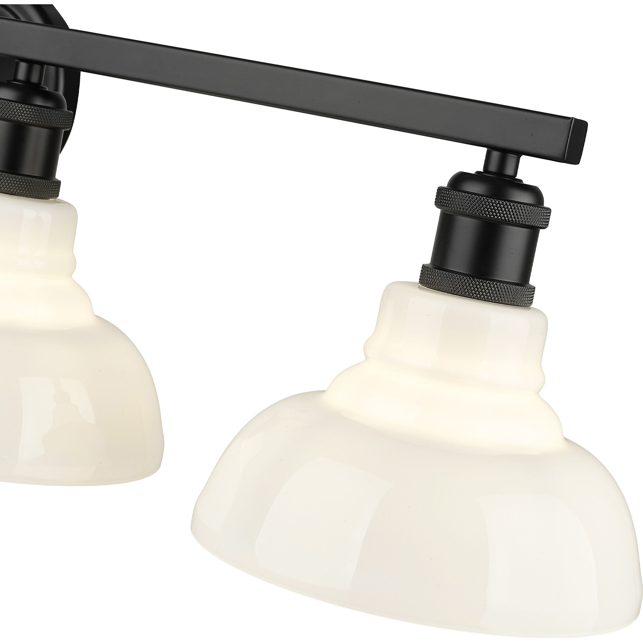 Yep Carver Vanity Wall Light in Matte Black, Vintage Milk Glass