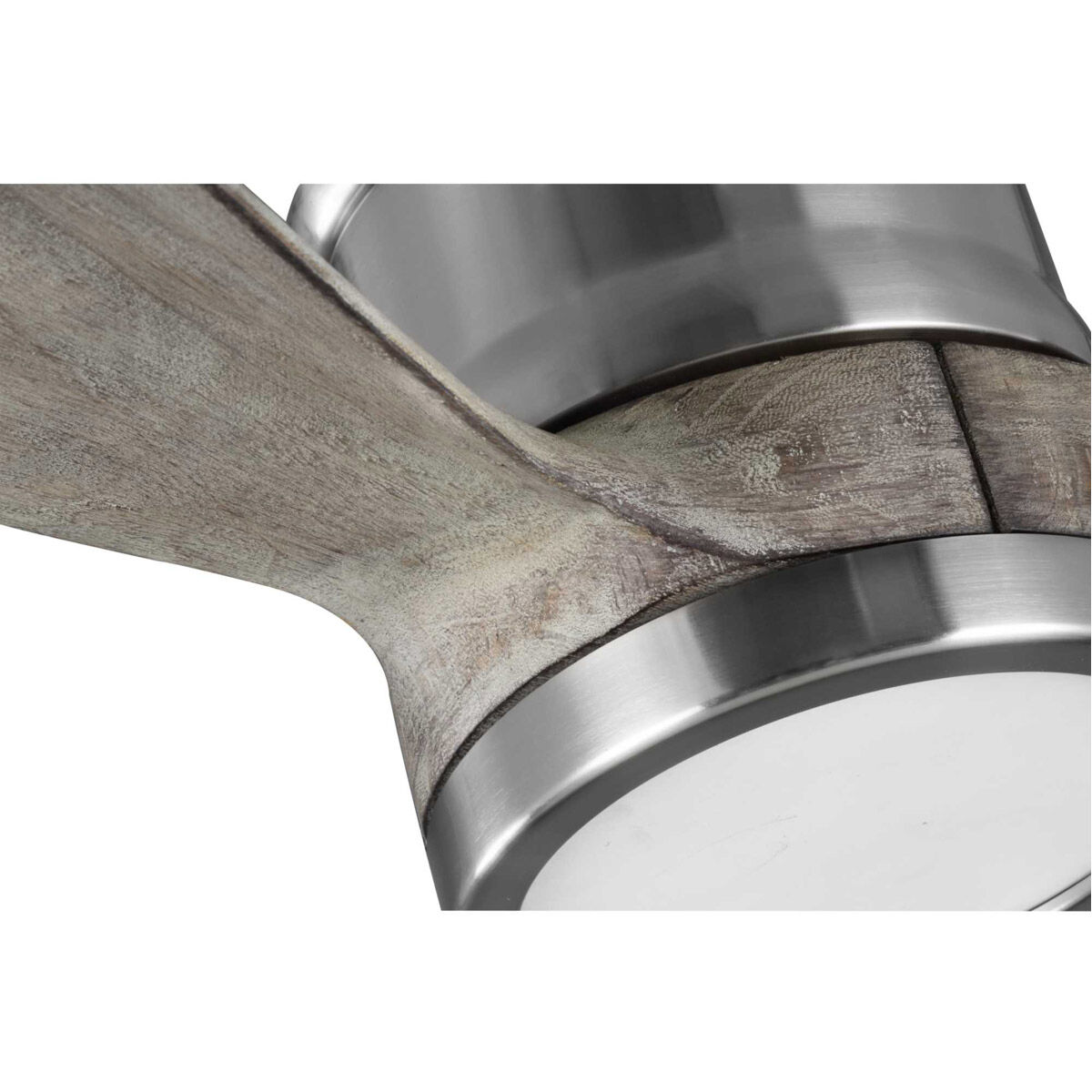 Farris 60 inch Brushed Nickel with Grey Weathered Wood Blades Ceiling Fan, Progress LED
