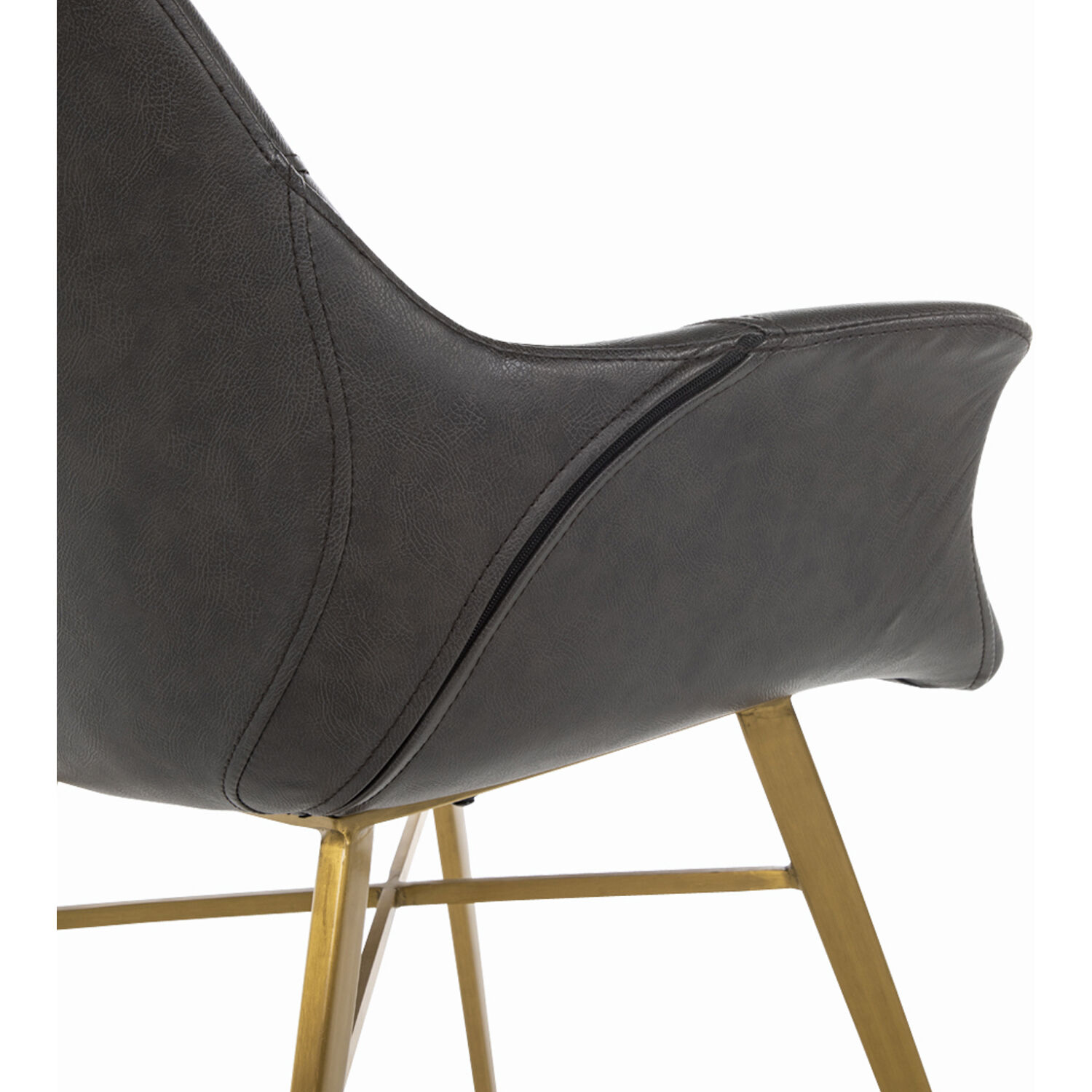 Channing Charcoal Brown Leather / Stainless Gold Dining Chair