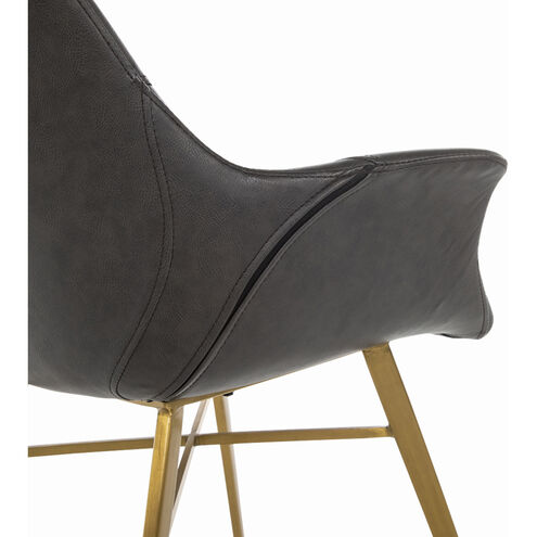 Channing Charcoal Brown Leather / Stainless Gold Dining Chair