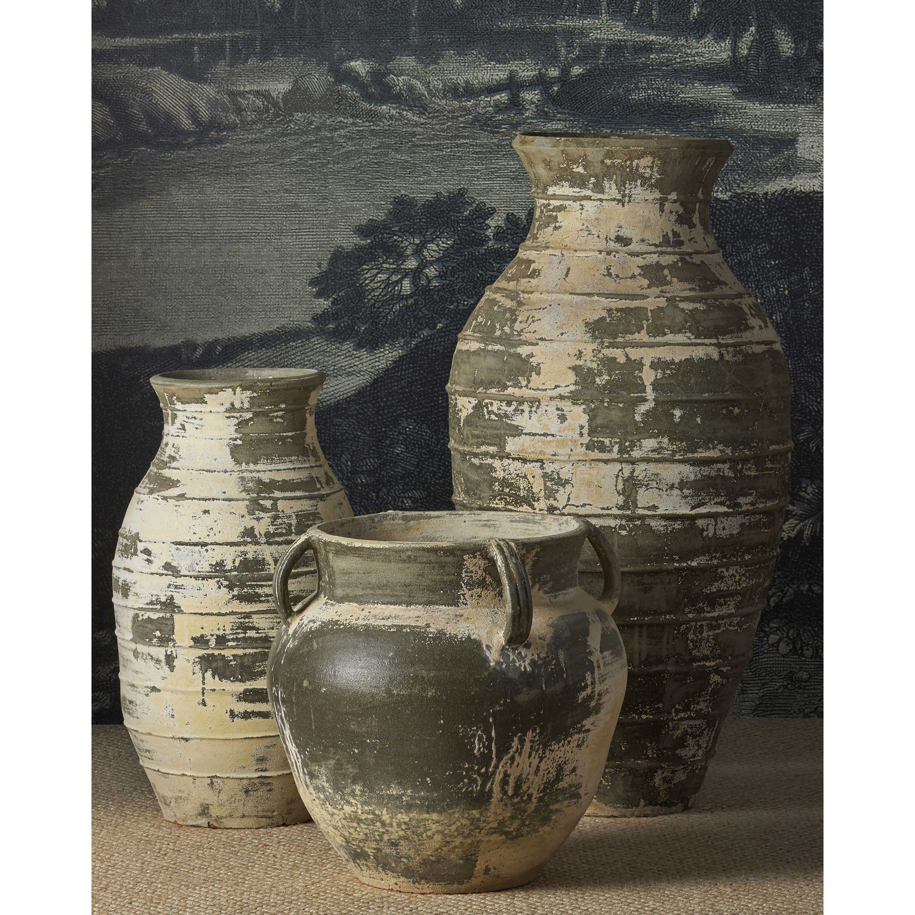 Lipari Antique White Outdoor Urn, Extra Large