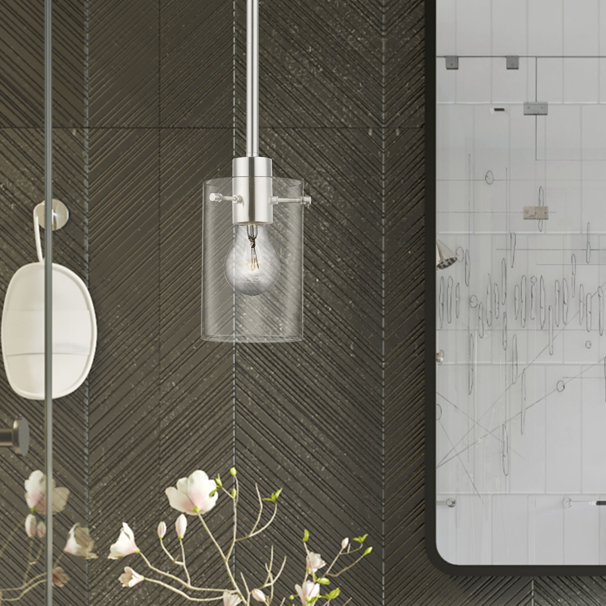 Munich 1 Light 5 inch Brushed Nickel Single Pendant Ceiling Light, Single