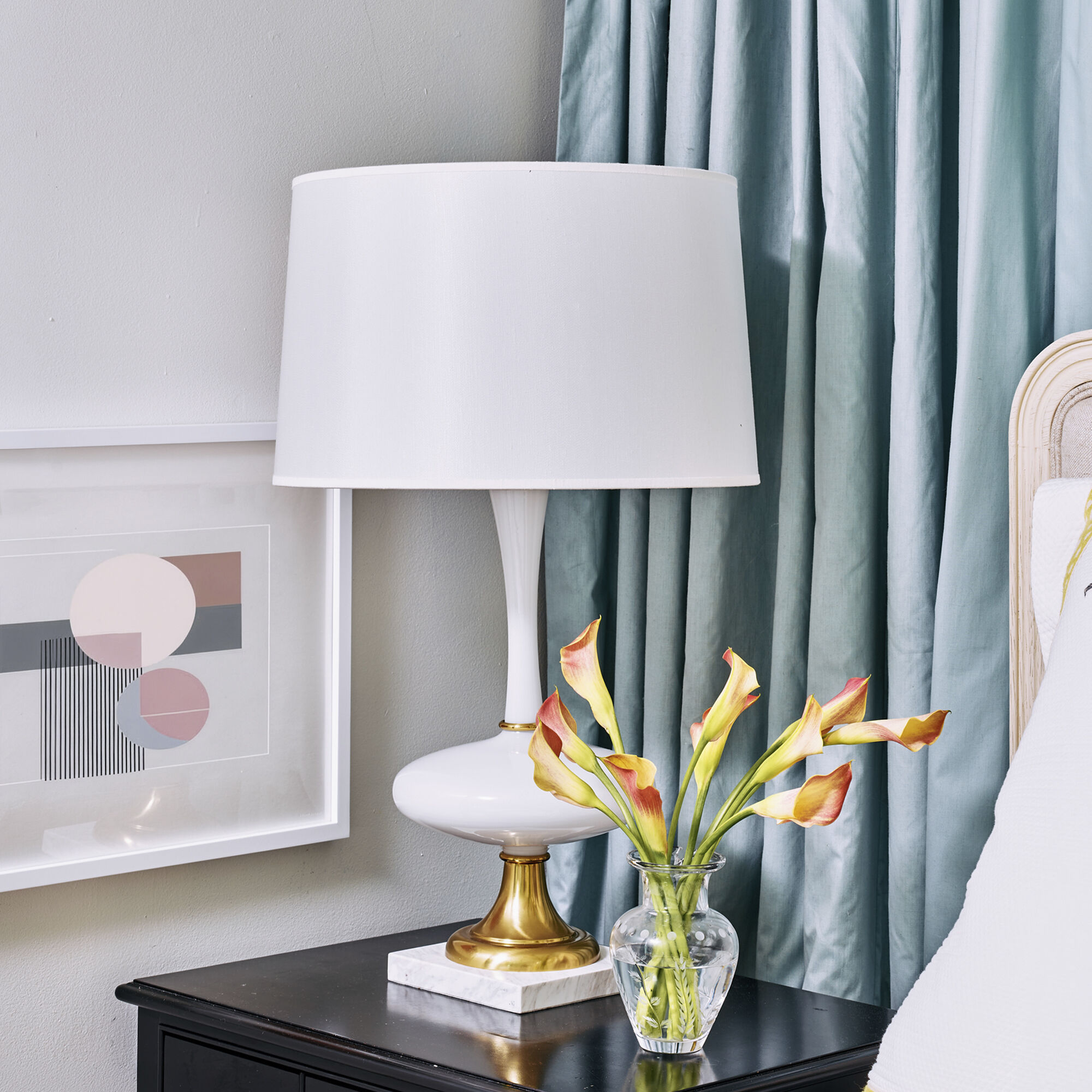 Raquel 30.13 inch 150 watt White Glass with Modern Brass Table Lamp Portable Light, Modern Brass Accents