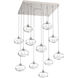 Coppa 12 Light Beige Silver Chandelier Ceiling Light, Square Multi-Port