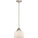 Nouveau 2 Bell 1 Light 8 inch Brushed Satin Nickel Mini Pendant Ceiling Light in Incandescent, Matte White