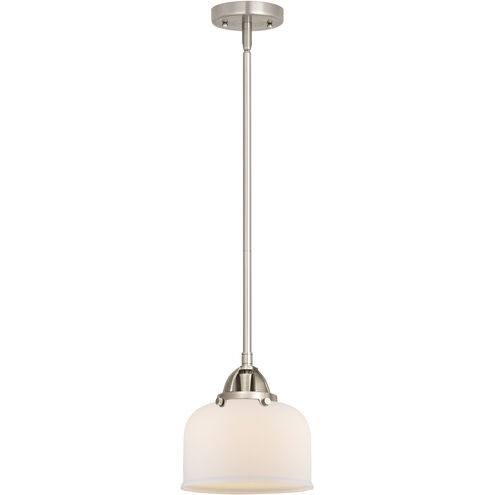 Nouveau 2 Bell 1 Light 8 inch Brushed Satin Nickel Mini Pendant Ceiling Light in Incandescent, Matte White