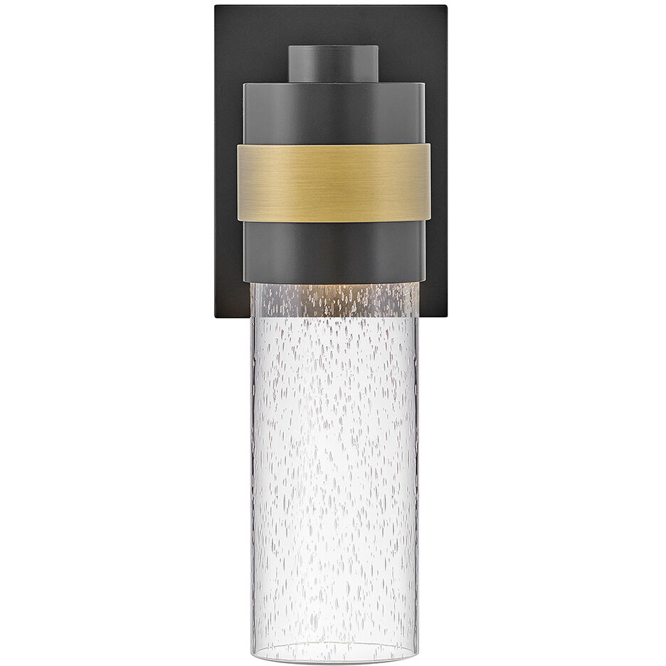 Albie 1 Light 12.75 inch Black with Antique Brass Outdoor Wall Mount