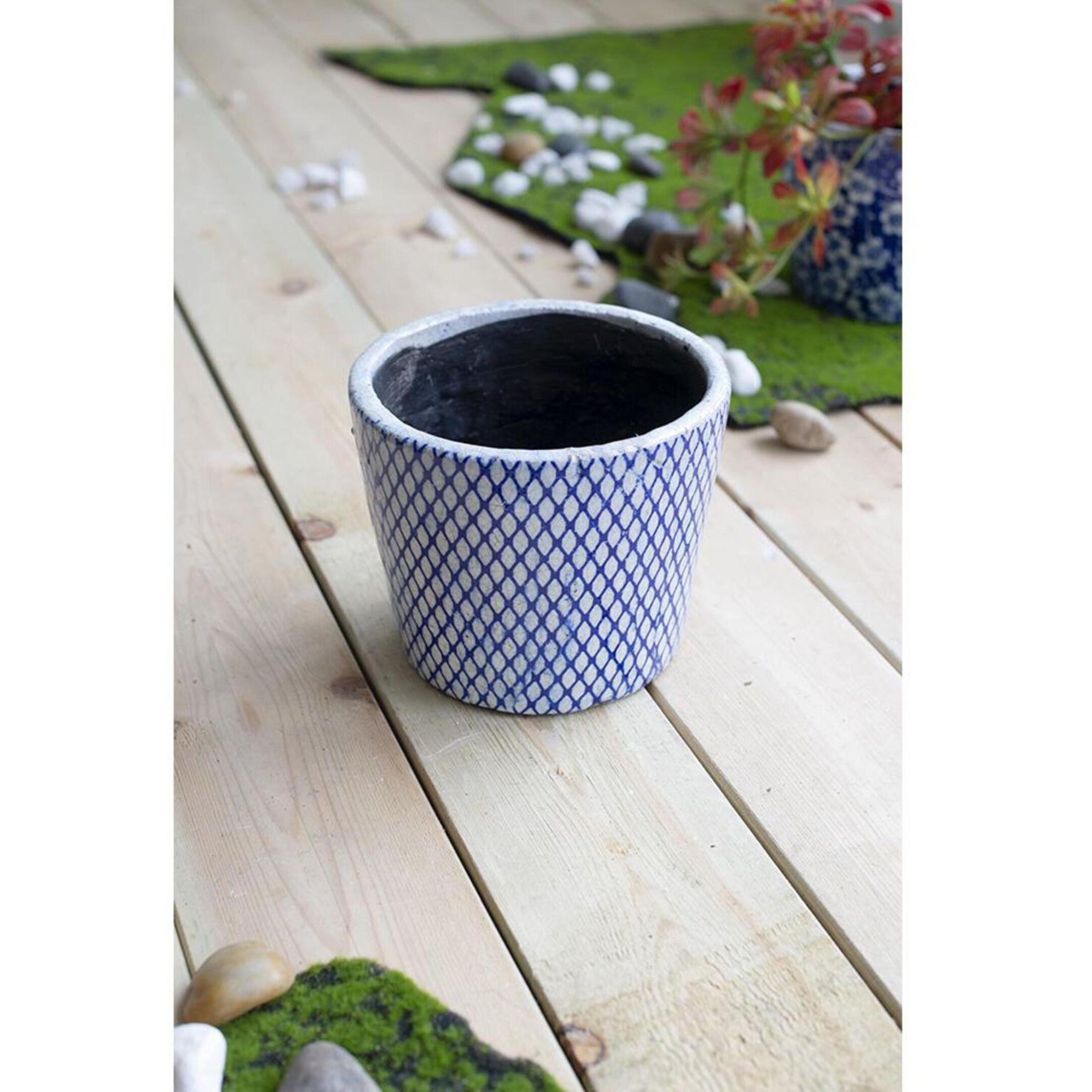 Terracotta Blue and White Outdoor Planter, Set of 4