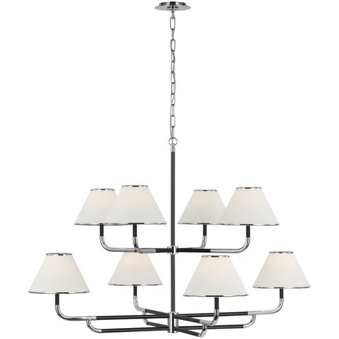 Marie Flanigan Rigby LED 48.75 inch Polished Nickel and Ebony Two-Tier Chandelier Ceiling Light, Grande