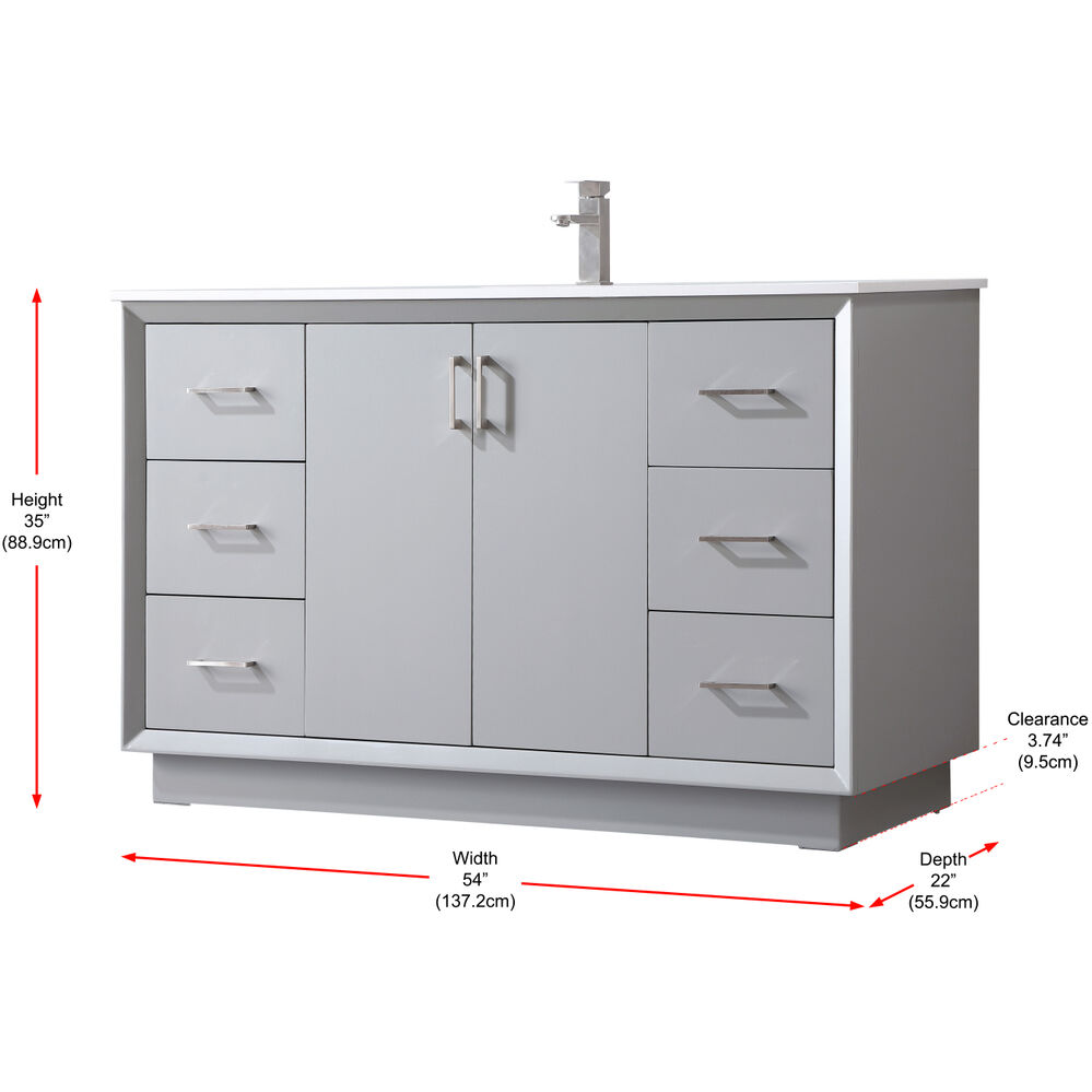 Hayes 54 X 22 X 35 inch Grey Vanity Sink Set