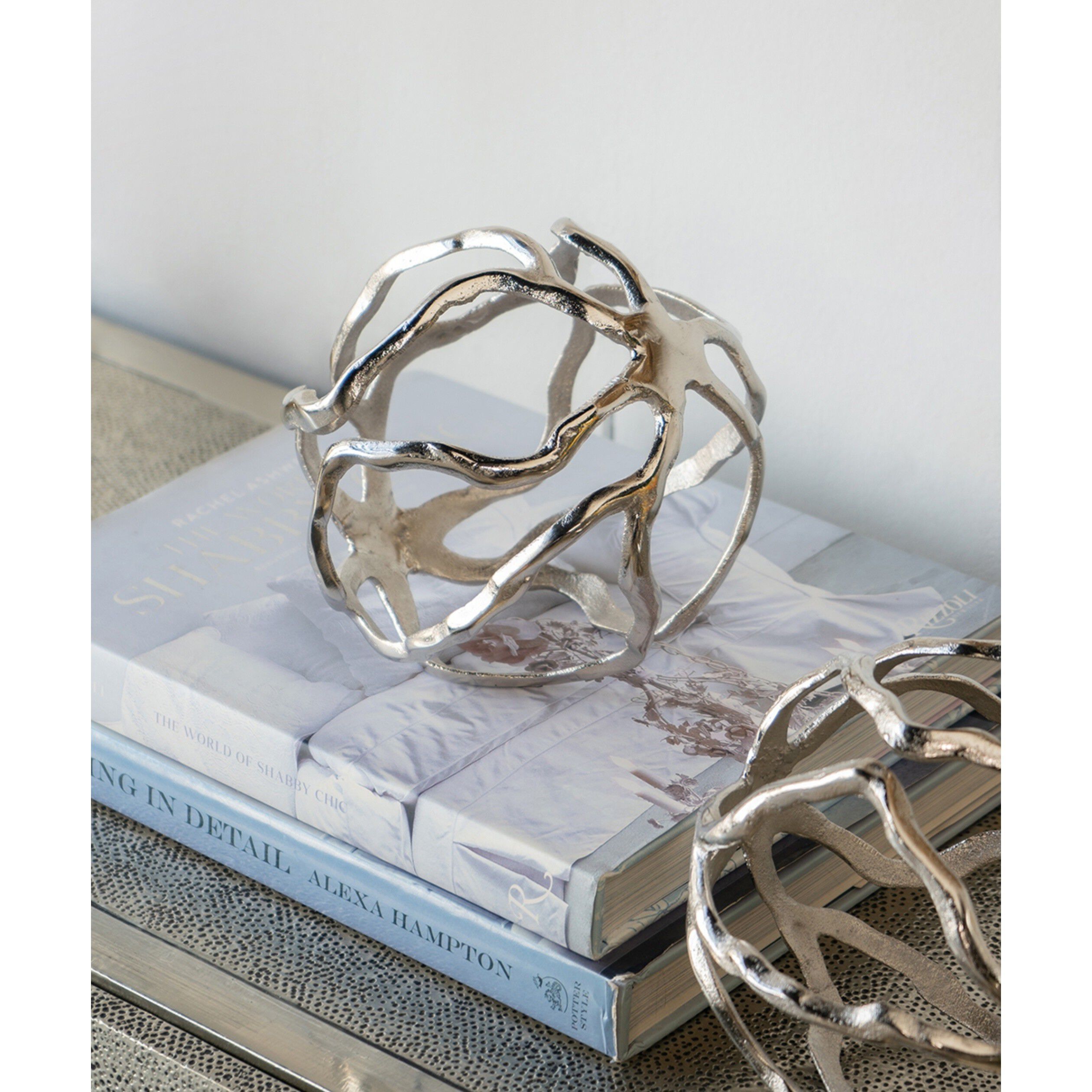 Wave Sphere Silver Accent Decor