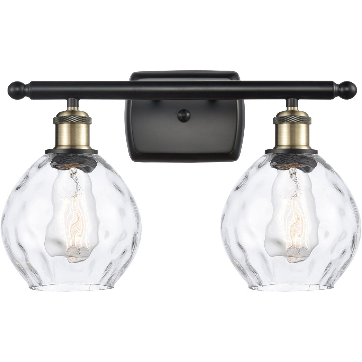 Ballston Small Waverly 2 Light 16 inch Black Antique Brass Bath Vanity Light Wall Light, Ballston