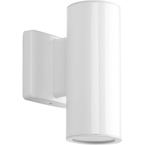 Cylinders LED 8 inch White Outdoor Wall Mount Up/Down Cylinder, Progress LED