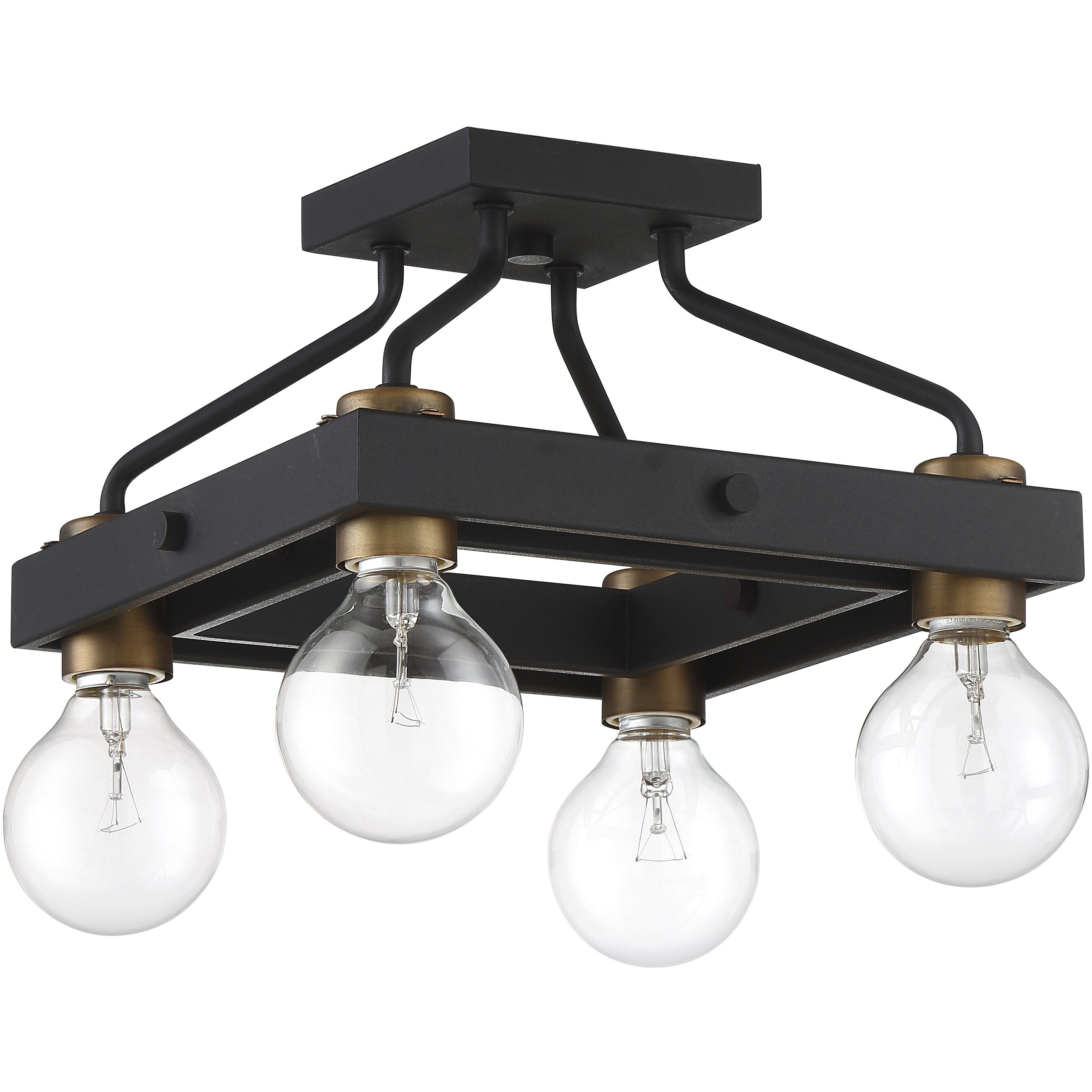 Ravella 4 Light 12 inch Black Semi-Flush Ceiling Light