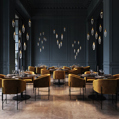 Sultana LED 24.5 inch Satin Brass and Clear Pendant Ceiling Light