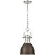 Yep Duncan 1 Light 8.88 inch Pewter Pendant Ceiling Light in Rubbed Bronze, Small
