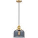 Franklin Restoration Bell LED 8 inch Satin Gold Mini Pendant Ceiling Light in Plated Smoke