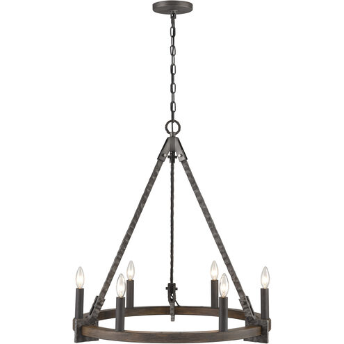 Harwell 6 Light 28.75 inch Antique Millwood and Foundry Steel Chandelier Ceiling Light