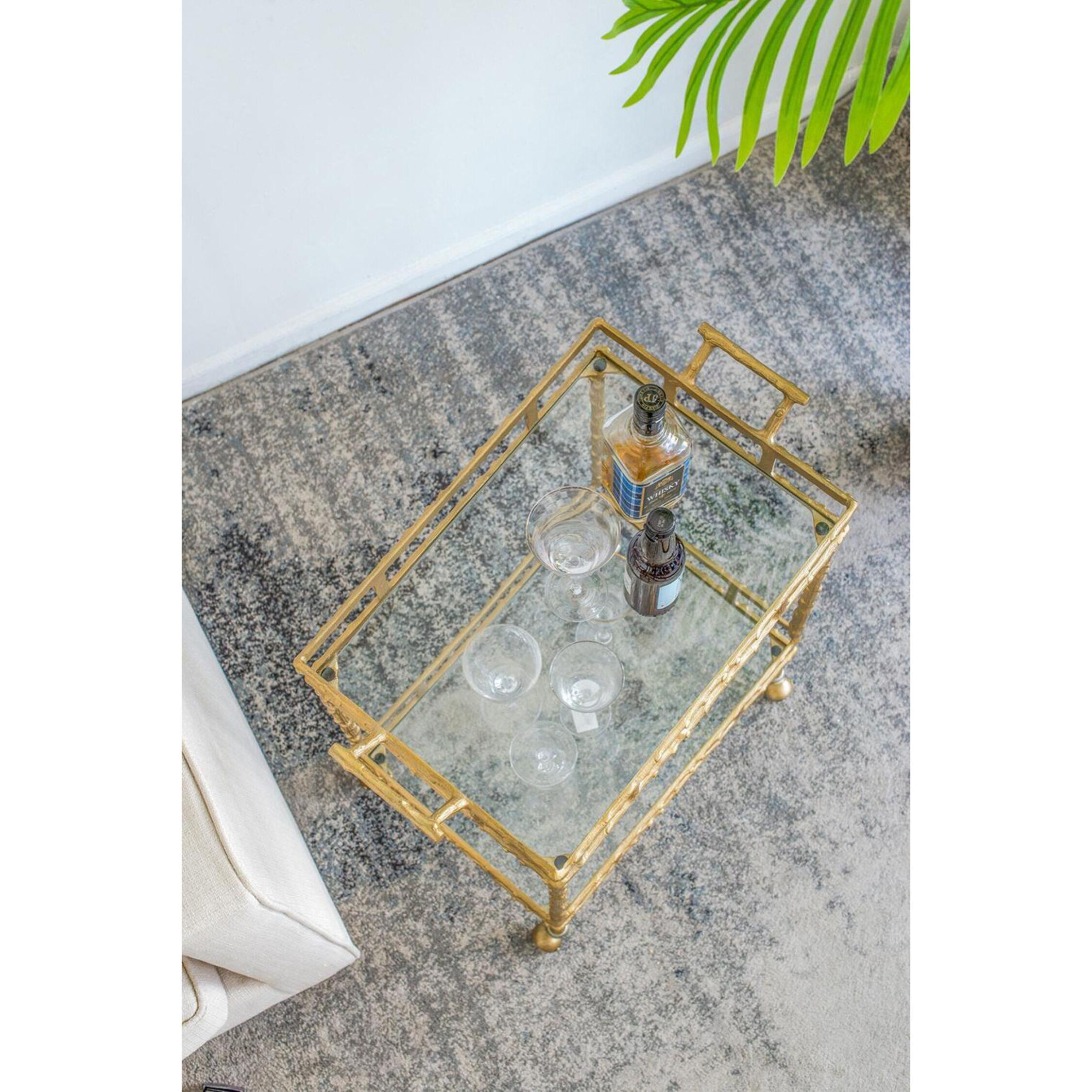 Twig Brass Antique Bar Cart