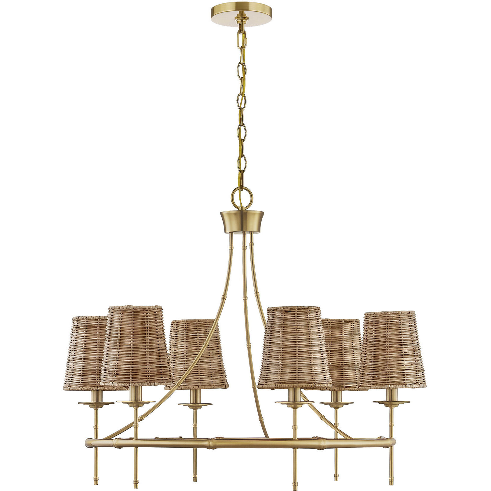 Ashbury 6 Light 30 inch Warm Brass Chandelier Ceiling Light
